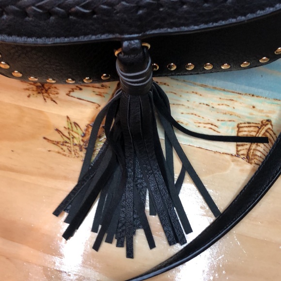 Black Leather Crossbody with Front Tassel - Picture 15 of 15